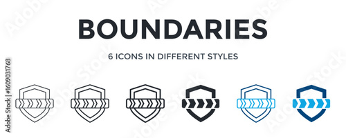 Boundaries Icon In Different Style Vector Illustration. Designed In Thin Line, Regular Line, Bold Line, Glyph, Color Line, And Color Glyph Style Can Be Used For Web