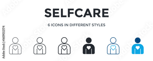 Selfcare Icon In Different Style Vector Illustration. Designed In Thin Line, Regular Line, Bold Line, Glyph, Color Line, And Color Glyph Style Can Be Used For Web