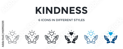 Kindness Icon In Different Style Vector Illustration. Designed In Thin Line, Regular Line, Bold Line, Glyph, Color Line, And Color Glyph Style Can Be Used For Web