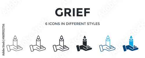 Grief Icon In Different Style Vector Illustration. Designed In Thin Line, Regular Line, Bold Line, Glyph, Color Line, And Color Glyph Style Can Be Used For Web