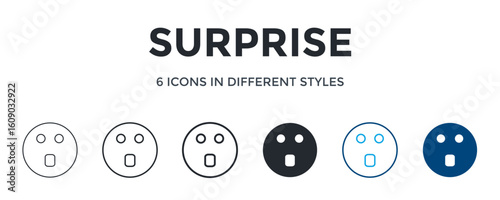 Surprise Icon In Different Style Vector Illustration. Designed In Thin Line, Regular Line, Bold Line, Glyph, Color Line, And Color Glyph Style Can Be Used For Web