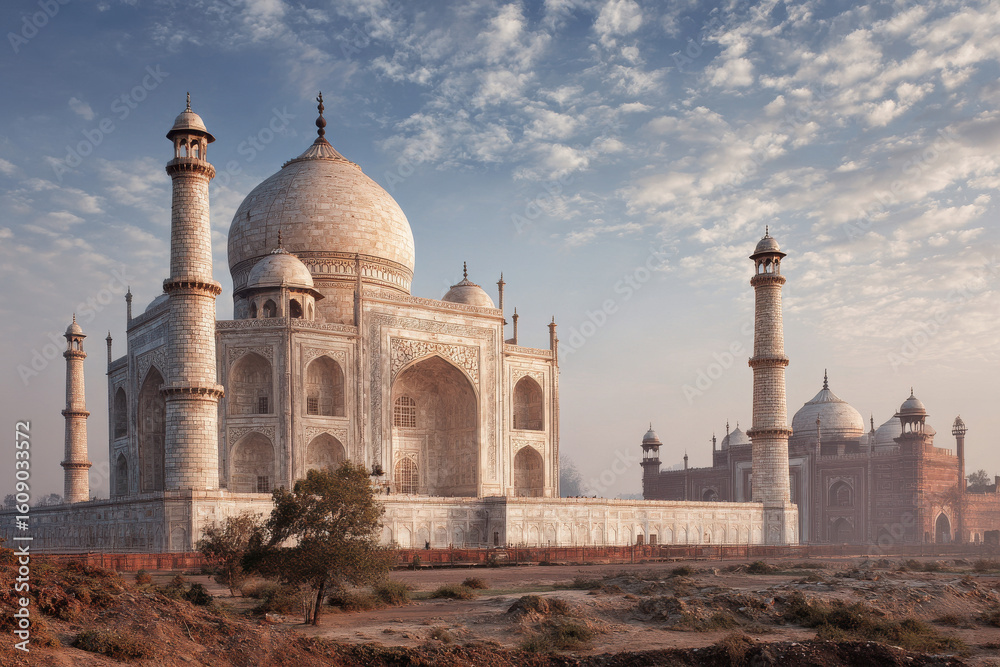 Obraz premium create photorealistic ultraminimalist image featuring monumental architectural structures set against dramatic