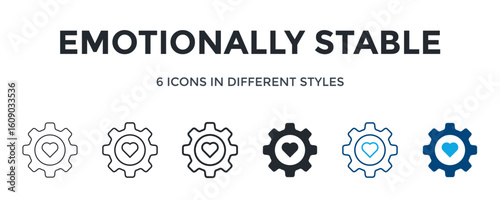 Emotionally Stable Icon In Different Style Vector Illustration. Designed In Thin Line, Regular Line, Bold Line, Glyph, Color Line, And Color Glyph Style Can Be Used For Web