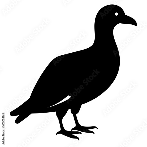 Elegant silhouette of a seagull standing tall, perfect for coastal themed designs, logos, and nature inspired projects showcasing wildlife and seaside charm
