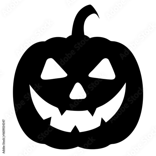 Spooky Halloween pumpkin silhouette with jagged teeth, perfect for scary invitations, party decorations, and festive fall designs, originally vector based