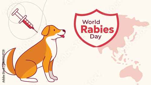 World Rabies Day Vector Illustration, Vaccination and Animal Welfare with Global Health Theme