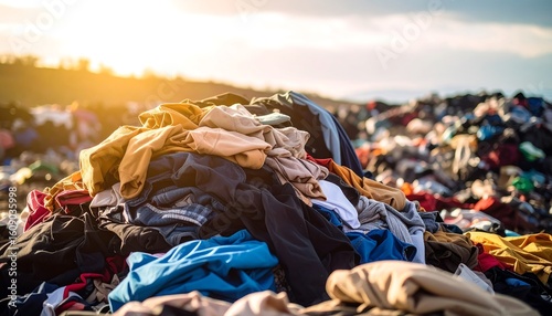Pile of discarded clothes outdoors