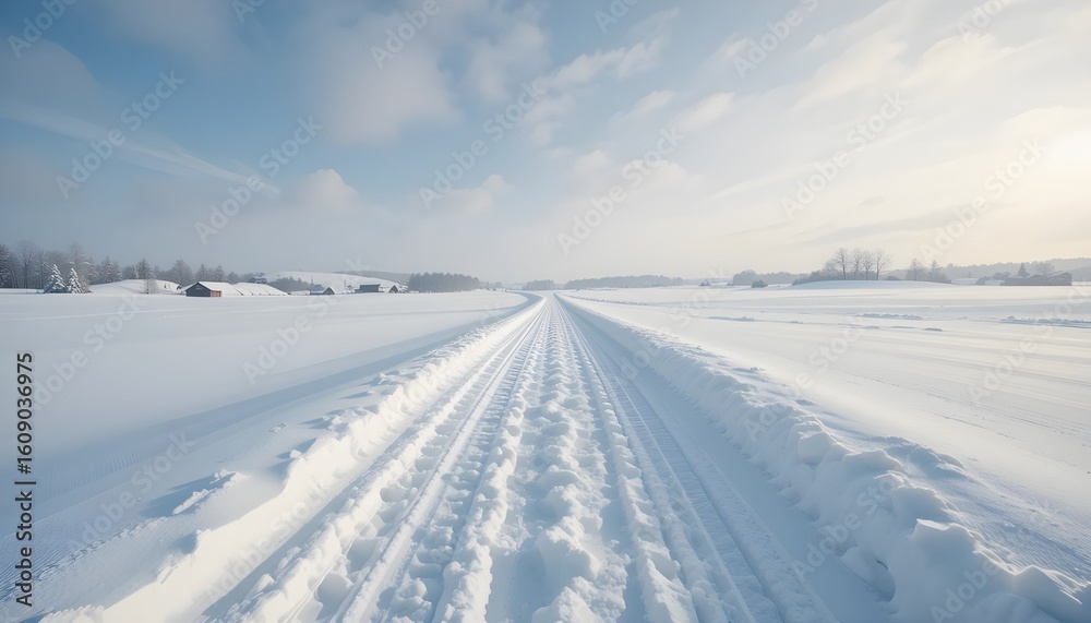 Flat Snow Path Stretching into Winter Landscape
Flat Snow Path Stretching into Winter Landscape