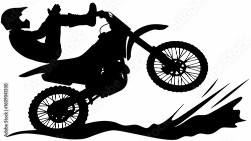 Motocross Trick Rider Silhouette – Extreme Dirt Bike Wheelie Art