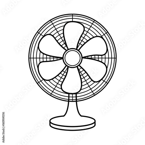 A black and white electric fan illustration vector style coloring page 