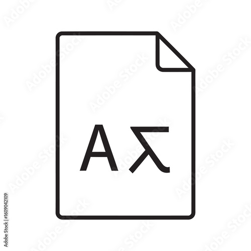 Language file translation icon with document showing different alphabet character for multilingual content and international communication service