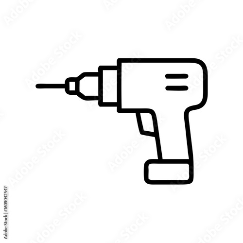 Screw gun icon in minimalist line style on transparent background 