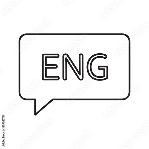 English language learning icon with ENG text in speech bubble for education translation service and international communication course concept