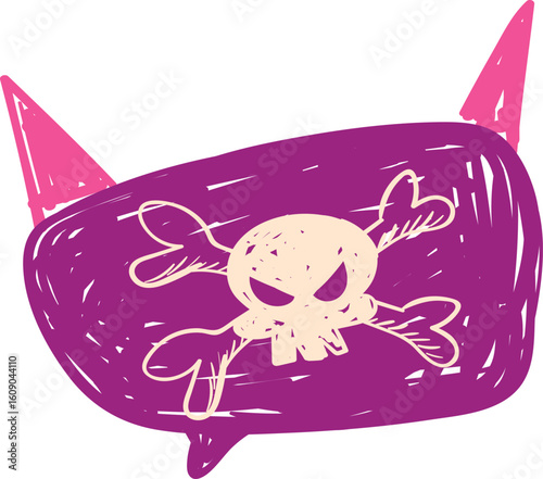 Crayon doodle speech bubbles with colorful chalk lines and abstract swear words. Angry expressions, rude symbols, curse shapes. Vector hand drawn conversation cloud with bad, negative emotion