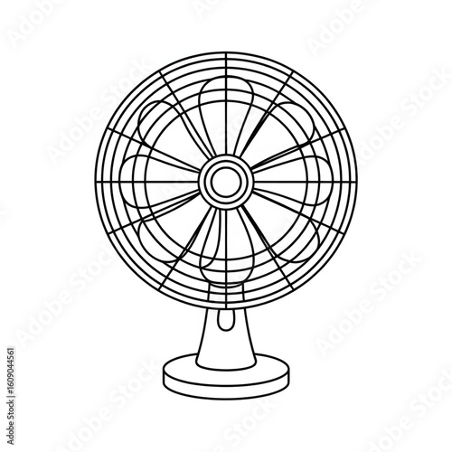 A black and white electric fan illustration vector style coloring page 