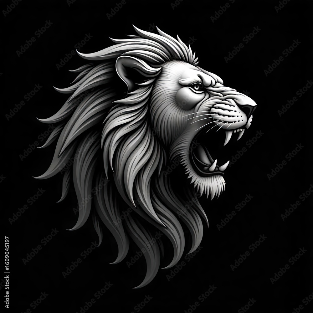Fototapeta premium Fierce Roaring Lion Head Illustration logo