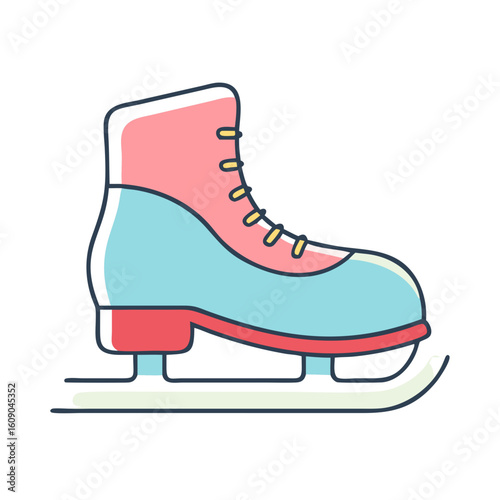 Stylized ice skate with a cartoonish and colorful design element
