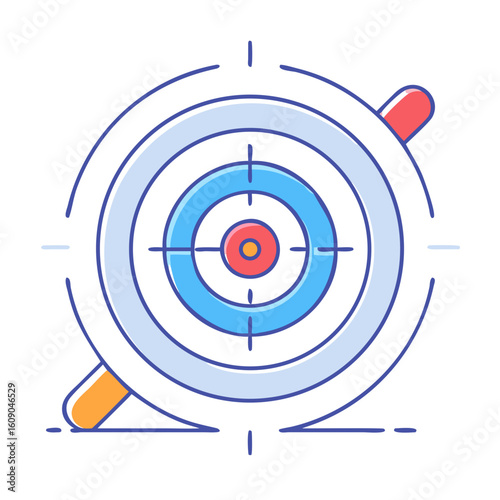 Modern curling game icon design with circles and bright color accents