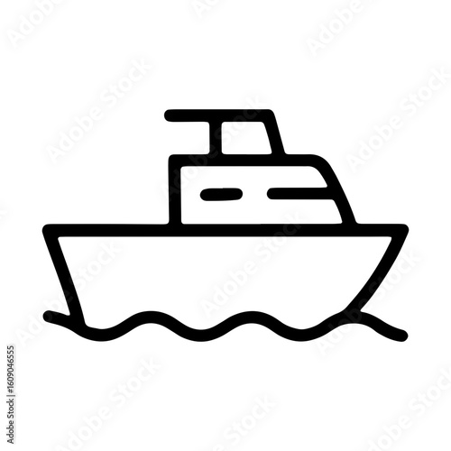 Simple outline drawing of a motorboat