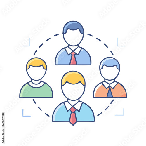 Network of professionals working together with a cohesive interconnected teamwork system