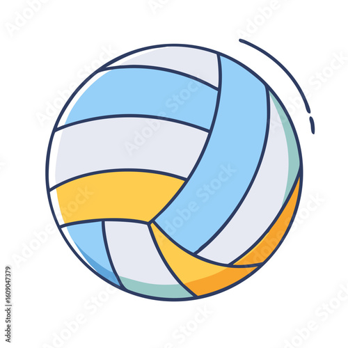 Stylized Image of a Volleyball with Blue, Yellow, and White Panels