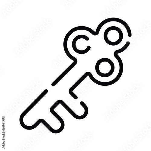 Stylish outline style icon of old vintage key