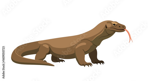 Komodo Dragon Illustration Detailed Vector Image of a Large Lizard