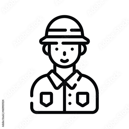 Premium outline style icon of archaeologist holding brush