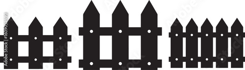 Black silhouette of a pointed wooden picket fence