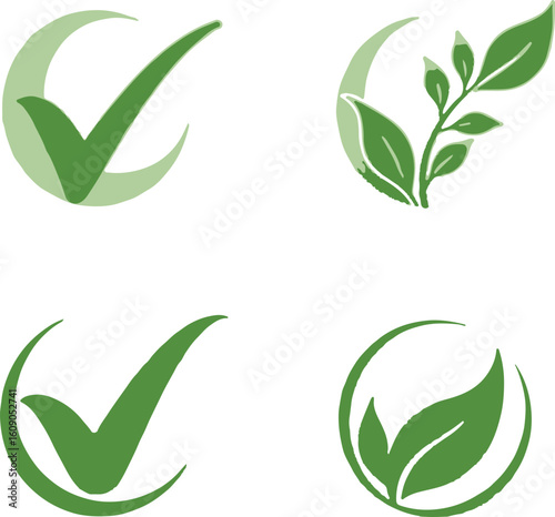 Modern green leaf letter v logo design for company branding