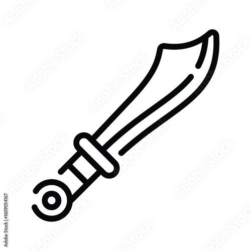 Sleek outline style icon of medieval excavation sword