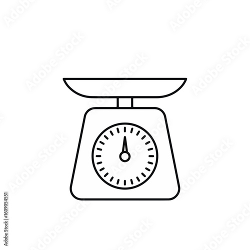 kitchen scale with black outline on white background