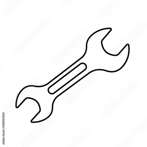 spanner with black outline on white background