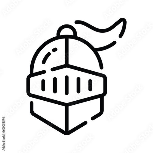 Premium linear icon of knight�s protective helmet