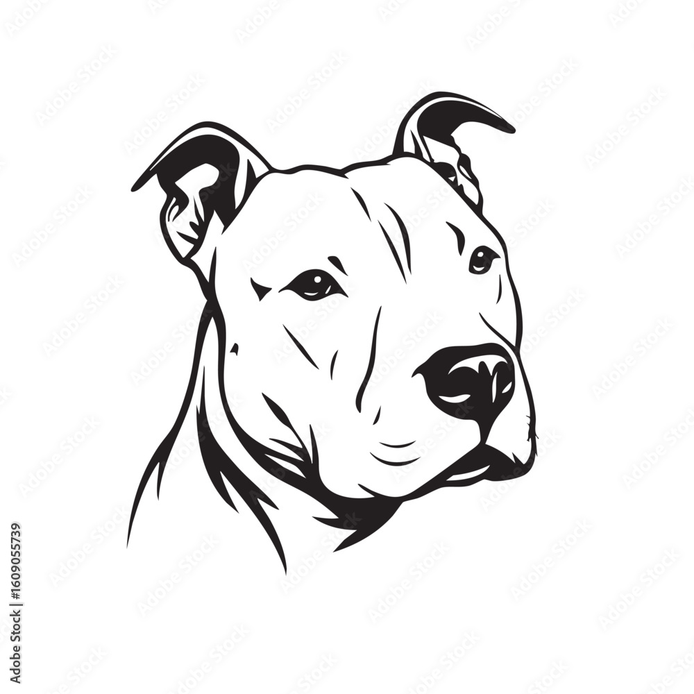 Black and white sketch of a Pit Bull's head. Black and white sketch of a Pit Bull's head.