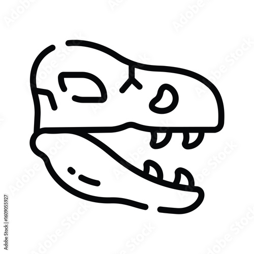 Handy linear icon of giant dinosaur skull