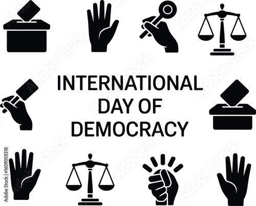  strong and symbolic icons representing "International Day of Democracy."