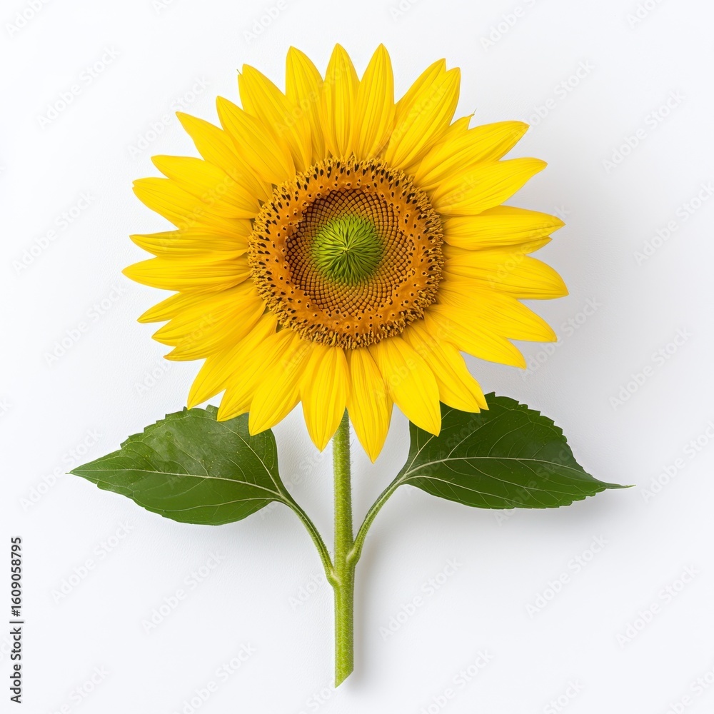 Fototapeta premium Vibrant Yellow Sunflower on White Background