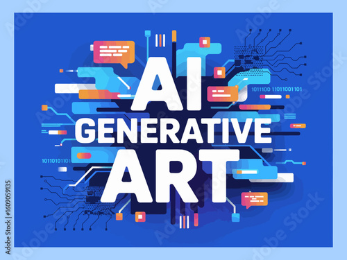 AI Generative Art Illustration Showing Data and Neural Networks Connection Highlighting Artificial Intelligence Concepts and Technological Advancement for Creative Solutions