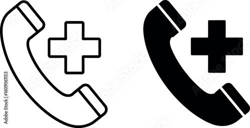 Phone icon with plus symbol call support or add contact
