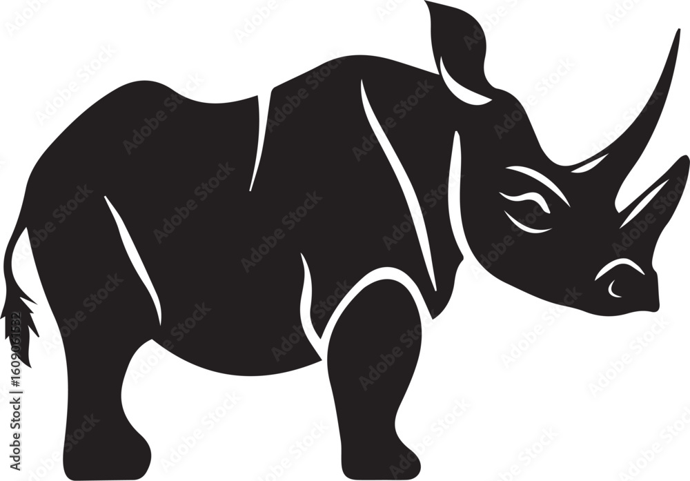 Fototapeta premium Black vector of a rhinoceros