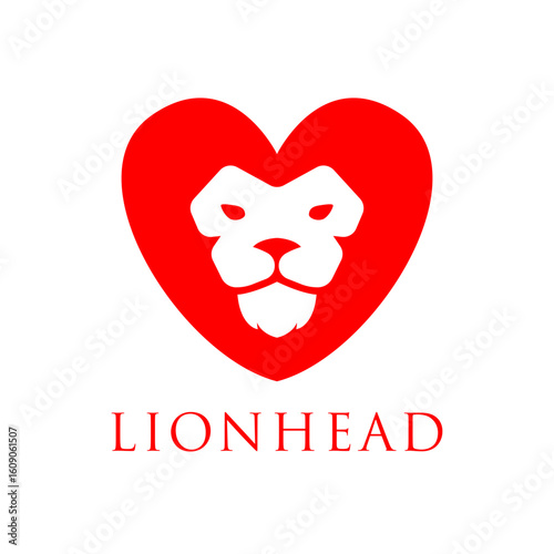 lion head logo with heart shaped hair