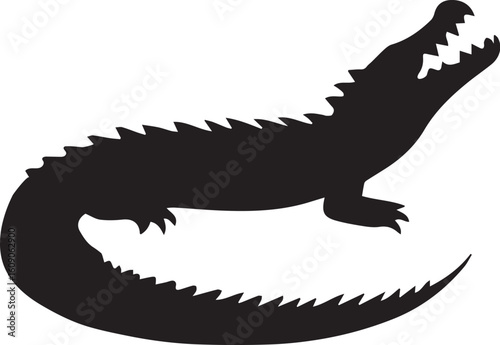 Black silhouette vector of a crocodile with an open mouth
