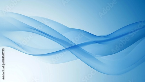 Abstract Blue Wave Background with Smooth Gradient and Flowing Lines Isolated
