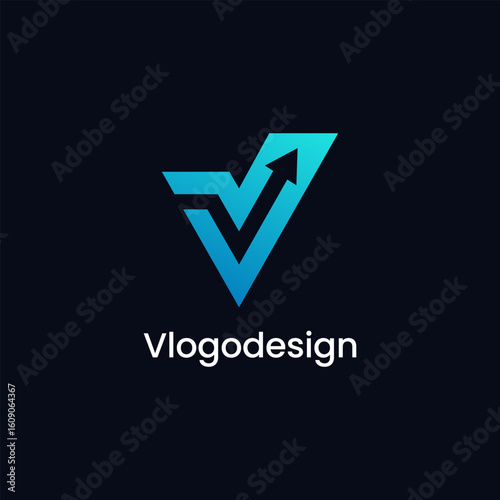 modern letter V logo with gradient color, vector