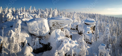 winter landscape with snow-covered taiga, Russia