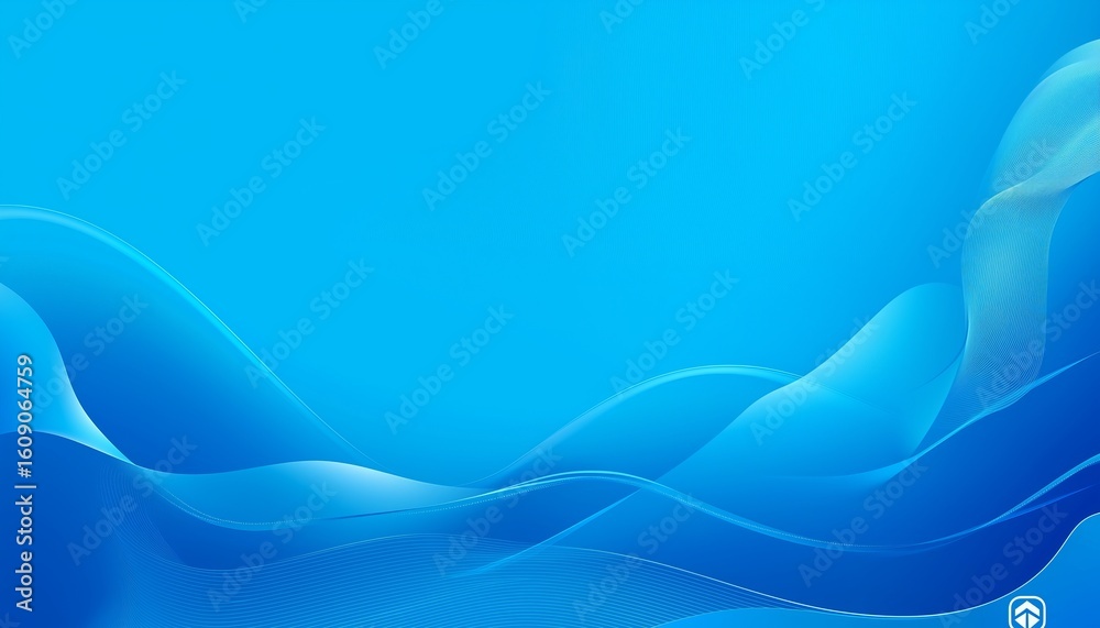 Fototapeta premium Abstract Blue Wave Background with Smooth Gradient and Flowing Lines Isolated 