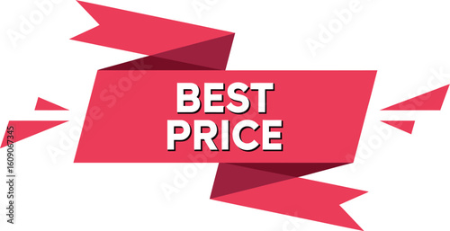 A red banner with the words best price in white letters on a white background showing a sale offer