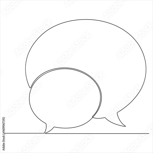  Continuous speech bubble single line art drawing dialogue speech bubble border vector illustration