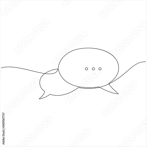  Continuous speech bubble single line art drawing dialogue speech bubble border vector illustration